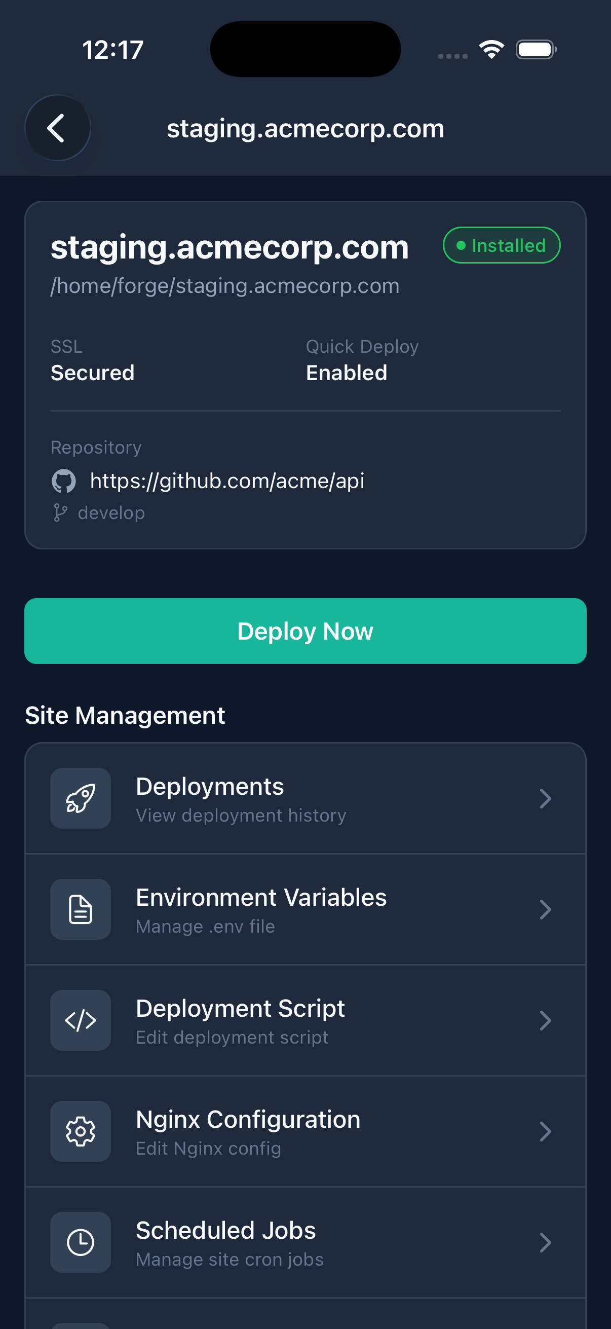 Anvil - Site Management